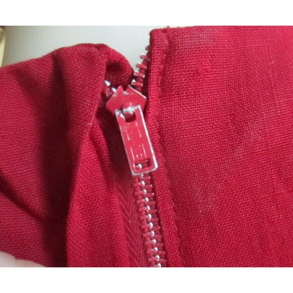 6/8 Vintage 1960's Dress Belted MR FINE DALLAS TEXAS BLOOD RED MIDI SLEEVELESS - Picture 7 of 8